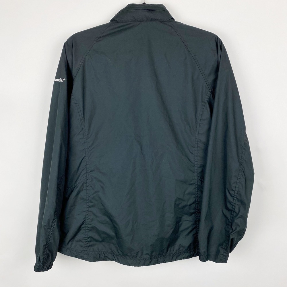 L.L. Bean Windbreaker Jacket Womens Size L Black Full Zip Stowaway Hood - Picture 2 of 8